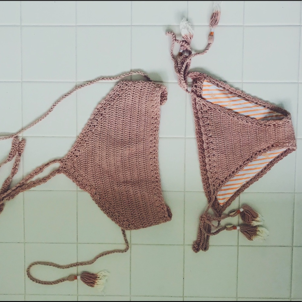 Two piece crochet bathing suit